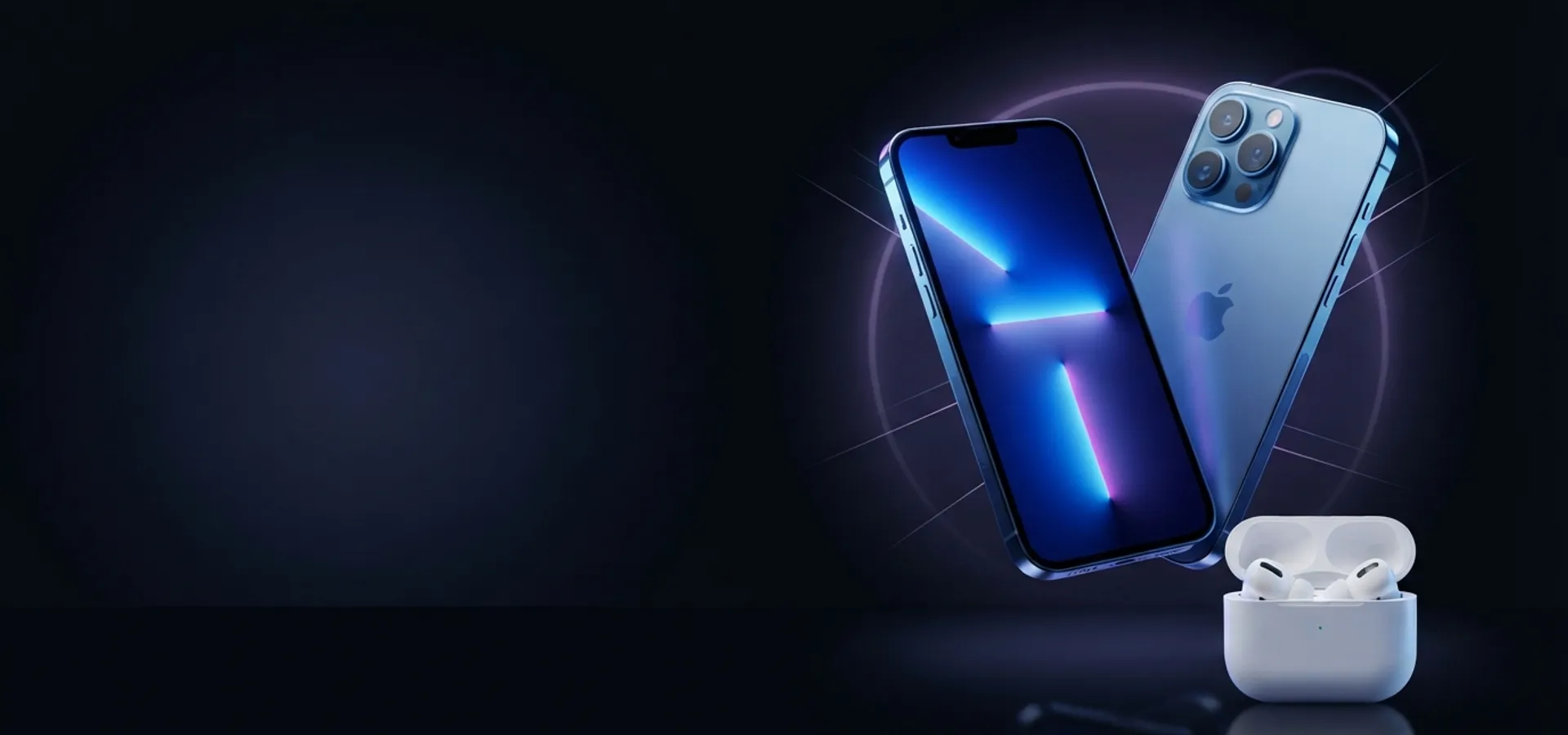 Flagship smartphones with glowing screens